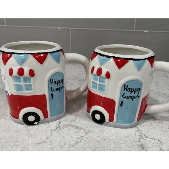 RV Camper Trailer Retro Mug Boston Warehouse Red White Blue Holiday Ceramic - Picture 8 of 8